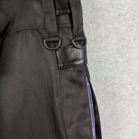 Black & Purple Tartan Utility Kilt-Style Skirt, Snap-Flap Pocket & Belt Tabs, XL - Picture 4 of 10